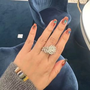 Nhẫn Lông Công Bạc S925 Đính Kim Cương Nhẫn Thời Trang Sang Trọng Dành Cho Người Yêu Quà Tặng Ngày Lễ Tình Nhân Sinh Nhật