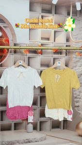 [KIDSFASHIONKOLEKSI] Setelan Wrinkle Knit Celana Pendek Anak Perempuan