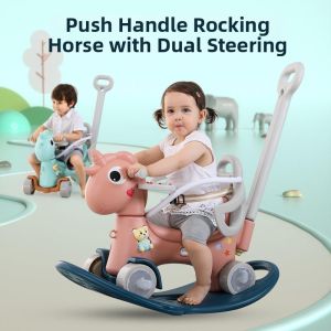 ZIYINGCHA | 2-in-1 Rocking Horse Push Toy Childrens Birthday Gift