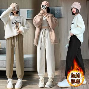 Womens Thickened Fleece Corduroy Joggers High Waist Loose Sports Pants Autumn Winter New Style Casual Slimming Trousers
