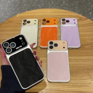 Frosted Snow Mountain Velvet Texture Phone Case For iPhone 17 16 15 14 17 Pro Max Crystal Lens Plating Full Bumper Protect Cover