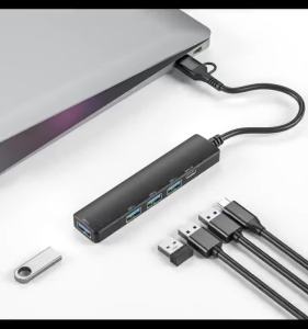 5-in-1 USB HUB Adapter Plug and Play USB-A and USB-C High Speed Multi-Port Extender USB 3.0 Type-C OTG Splitter for PC Laptops
