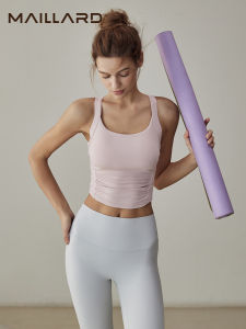 MLD Womens Sports Bra Summer U-Shaped Strap Chest Pad Shock Absorption Beautiful Back Side Waist Pleat Slim Running Yoga Vest