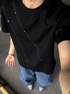 ZHUOCAN | Black Studs Heavyweight T-shirt