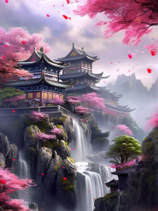 Potdemiel | Japanese House Diamond Painting Kits New Collection Full Round Mosaic Flower Landscape Rhinestones Art Bedroom Decoration Gifts