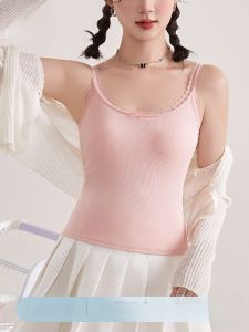 MiiOW | Áo ba lỗ không tay Pure Desire Lace Trim Cat Person dành cho nữ Áo ngực có đệm Áo khoác ngoài thường ngày mùa thu 2025