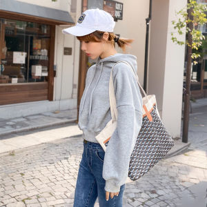 Red Hooded Short High Waist Fleece Womens Sweatshirt Loose Slimming Belly Button Baring Long Sleeve Autumn Winter American Style Jacket