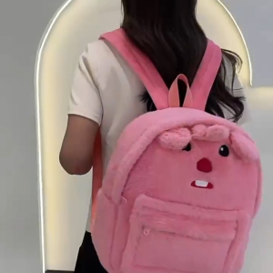 กระเป๋าเป้สะพายหลังทำจากกำมะหยี่นุ่ม ขนาดใหญ่ ลวดลายน่ารัก เหมาะสำหรับเด็กผู้หญิงและนักเรียน