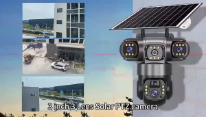 CCTV Camera V380 PRO 15MP HD Three Lens Outdoor 4G SIM  Solar Camera 360° Waterproof 10X Zoom  Built-in Battery Infrared night vision two-way audio remote monitoring
