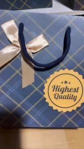 ถุงของขวัญ ติดริบบิ้นโบว์ ลายสก๊อต ขนาด เล็ก กลาง ใหญ่ พร้อมส่ง