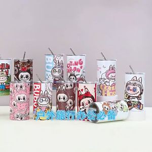 Portable Labubu Coffee Cup Large Capacity Double-layer Water Bottle Vacuum 304 Stainless Steel American Coffee Mug 拉布布咖啡杯