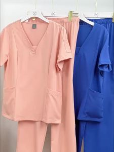 Có sẵn trong kho bộ áo choàng phẫu thuật áo choàng bác sĩ y tá trang phục làm việc cho thẩm mỹ viện bệnh viện nha khoa áo scrub