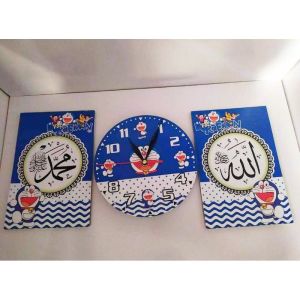 8in1 jam dinding kaligrafi besar / jam dinding kaligrafi set viral 8in1