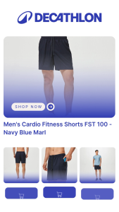 Decathlon Mens Cardio Fitness / Running Shorts Blue Black Khaki
