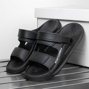 Mens Summer Outdoor Sandals Driving Slippers Breathable Wear-Resistant Thick Bottom PVC Slip-On Shoes for Beach And Casual Use