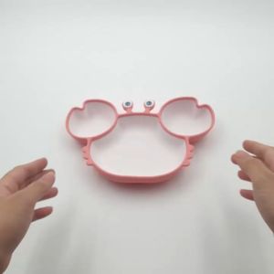 JIYU [JB-005] Silicone Divided Crab Plate / Piring Silikon Kepiting dengan 3 lubang BPA FREE
