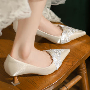 รองเท้าแต่งงานส้นสูงแบบฝรั่งเศส รองเท้าแต่งงานแบบสวมหัวแหลม รองเท้าส้นกลาง รองเท้าส้นบาง รองเท้าแต่งงานแบบทำมือ รองเท้าแต่งงาน