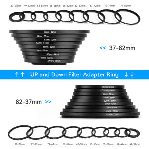Camera Lens Filter Step Up & Down Ring Adapter Metal Filter Adapter Ring For All Camera DSLR 37-82 82-37mm Mount Set Kit
