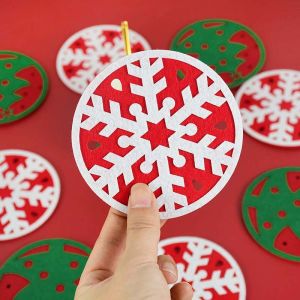 5/10Pcs 10cm Christmas Snowflake Cup Mat Dinner Table Coasters Dish Pad Christmas Decorations
