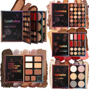 4-Page 55-Color Eyeshadow Palette with 24 Matte & Shimmer Shades 6 Lip Glosses & 9 Highlighters - Multifunctional Makeup Set