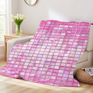 Beast Kingdom | Pink Gloss Mosaic Printed Blanket Suitable For Sofa Beds Offices Travel Camping Chairs Warm Woolen Blankets