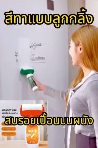 สีทาห้องแบบลูกกลิ้ง สีลูกกลิ้งลบรอยเปื้อน ขนาด500กรัม สีลบรอยบนผนัง สีขาว สีพร้อมลูกกลิ้ง สีทาผนัง