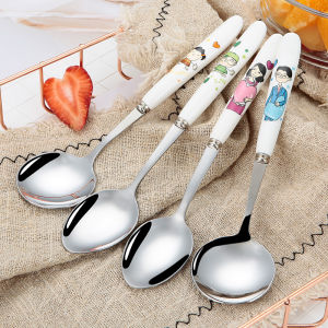 Thìa Gốm Sứ Bằng Thép Không Gỉ 304 Dễ Thương Dùng Trong Gia Đình Cho Bốn Người Lớn Và Trẻ Em Thìa Ăn Dùng Để Ăn Bát Cháo Thìa Ăn