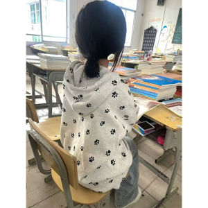 เสื้อสเวตเตอร์มีฮู้ดผ้าขนแกะหนาสำหรับผู้หญิง ทรงหลวม ปกโปโล แขนยาว ปกติ ฤดูใบไม้ร่วง/ฤดูหนาว เสื้อคลุมกันหนาวแบบสวมหัว