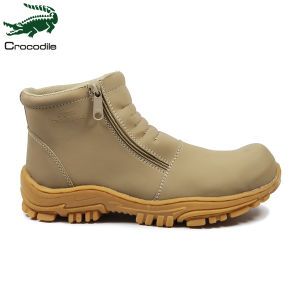Sepatu Safety Pria Proyek Ujung Besi - Septy Shoes Boot - Septi Kerja Lapangan Kulit Sintetis Tanpa Tali - Sepatu Boots Pria Septi