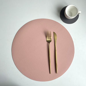 1/4/10 Set Round PU Faux Leather Placemats & Coasters Double Color Elegant Dining Table Mat Pad for Party Desktop Decoration