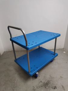 Double/Layerable Hand-Pulled Flatbed Cart Mobile Tool Cart Fence Small Push Cart Moving Load Bearing Supermarket Furniture