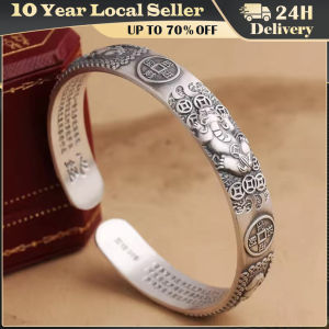 Silver Retro Simple Open Mouth Bracelet Pixiu Wealth and Treasures Bracelet Personalized Creative Jewelry Gift To Family Friend