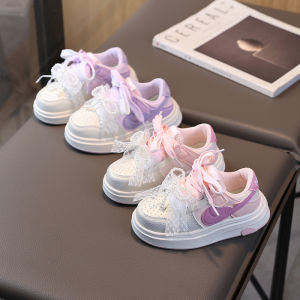 Cute Sweet Childrens Sport Shoes Spring Autumn New Style Casual Shoes Leather Panel Mid-Toddler Kids Fashionable Versatile