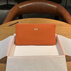 Small H Letter Wallet Female Long Mens Neutral Wrist Strap Ultra-Thin Zipper Handbag One Piece Thin Cell Phone Bag Dual-Use
