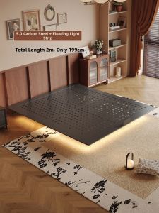 MEIZHAISHENGHUO | Retro Minimalist Floating Carbon Steel Bed Frame