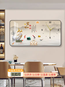 Modern Light Luxury Restaurant Decoration Painting Perpetual Calendar Electronic Clock Wall Clock Living Room Hanging Painting with Calendar Wall Mural