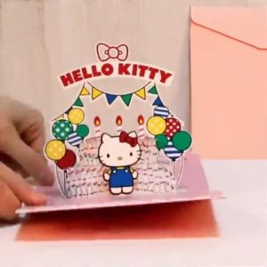 UMI 3D Pop Up Hello Kitty Little Twin Star Happy Birthday Greeting Gift Card Handmade Party Card With Envelope Kad Hadiah