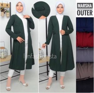 LYNFASHIONISTA-LONG CARDIGAN PANJANG OUTER WANITA FASHION MUSLIMAH/BLAZER KOREAN STYLE/MARSHA