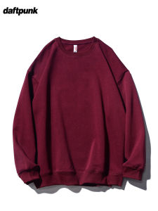 Áo Nỉ Cổ Tròn Màu Đỏ Rượu Vang Cổ Điển Phong Cách Đại Học Dành Cho Cả Nam Và Nữ Màu Trắng Cơ Bản Thường Ngày Mùa Thu 2025