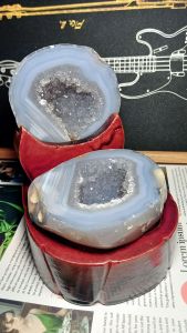 Natural Blue Vein Agate treasure bowl wealth bowl