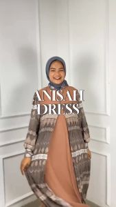 Gamis Wanita Simple Elegan Anisah Dress Bahan Crinkle Airflow Plisket Busui Friendly Cocok Untuk Kondangan