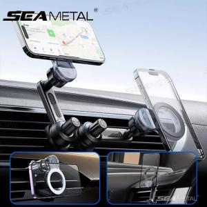 SEAMETAL Magnetic Car Phone Holder 360° Rotation Adjustable Single Handed Operation Self Adhesive Dashboard Stand