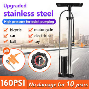 🚴♀️Stainless steel body🏀air pump for motorcycleair pump for bike 160PSI high pressure with precision barometer bold body. pambomba sa gulong ng bikebomba sa gulong ng biketire inflator motorcycletire pumpbike pump portableair pump portable