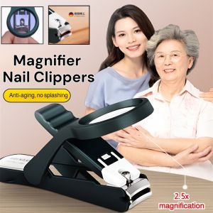 Nail Clippers with Magnifying Glass Splash-Proof Nail Cutter for Seniors Elderly Children No Hurt Hands Nail Polisher