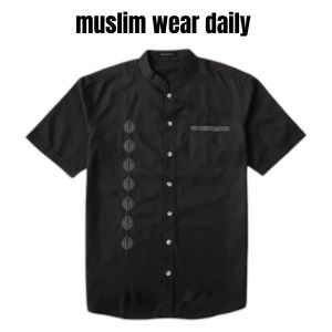 ALF Baju Koko Bordir pria dewasa Lengan Pendek Matt Katun motif padi
