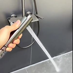 QUITE Grey Piano Bathroom Shower Set Rainfall Bathroom Shower Mixer New Piano Bathroom Shower Set High Quality Brass Material