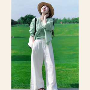 Korean Style Pure Fresh Green Shirt Strap Set Autumn Winter Fashion Small Size Appropriate Three Piece Set Luxury Casual Womens Wear