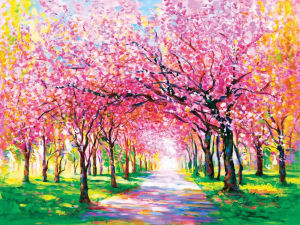 BILIBILI | Romantic Cherry Blossom Trees Landscape Artwork Jigsaw Puzzle 500/1000/1200/2000PCS Stress Relief Puzzle Wall Art Decor Gift