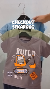 Setelan Baju Bayi Tractor Warna Setelan Baju Bayi Usia 3-15 bulan Max BB 10kg.