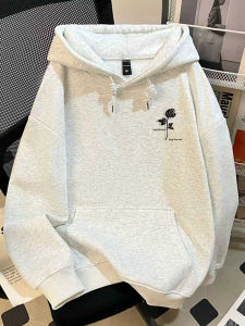 เสื้อสเวตเตอร์มีฮู้ดผ้าฝ้ายแท้ทรงหลวมสำหรับผู้ชาย สไตล์อเมริกัน ทรงหลวม ทรงหลวม แขนยาว ปกติ เสื้อผ้าลำลอง ฤดูใบไม้ร่วง/ฤดูหนาว